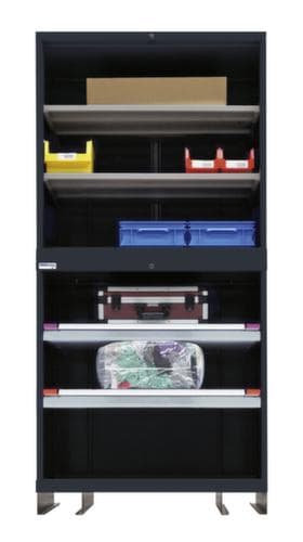 Thurmetall Systemregal Modul 4 mit 2 Ausziehböden, 4 Böden, anthrazit/taubengrau