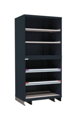 Thurmetall Systemregal Modul 4 mit 2 Ausziehböden, 4 Böden, anthrazit/taubengrau