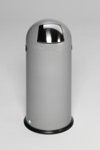 Tretabfallbehälter mit Klappdeckel aus Edelstahl, 52 l, silber
