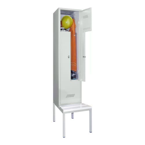 PAVOY Z-Garderobenschrank Basis mit Sitzbank + 2 Abteile, Abteilbreite 400 mm