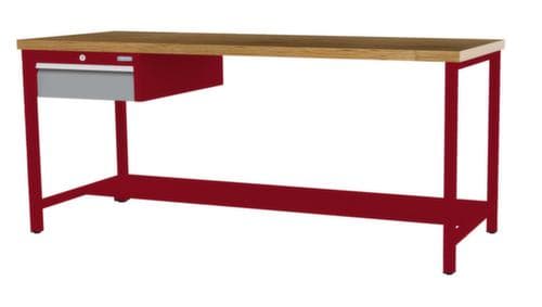 Bedrunka + Hirth Werkbank mit Buche-Massivholzplatte Gestell in vielen Farben, 1 Schublade, 1/2 Ablageboden