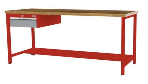 Bedrunka + Hirth Werkbank mit Buche-Massivholzplatte Gestell in vielen Farben, 1 Schublade, 1/2 Ablageboden