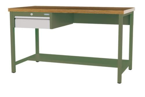 Bedrunka + Hirth Werkbank mit Buche-Massivholzplatte Gestell in vielen Farben, 1 Schublade, 1/2 Ablageboden
