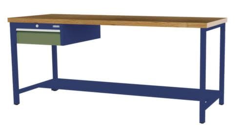 Bedrunka + Hirth Werkbank mit Buche-Massivholzplatte Gestell in vielen Farben, 1 Schublade, 1/2 Ablageboden