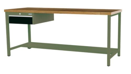Bedrunka + Hirth Werkbank mit Buche-Massivholzplatte Gestell in vielen Farben, 1 Schublade, 1/2 Ablageboden
