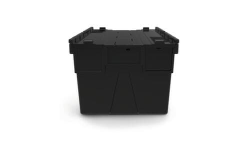 Euronorm-Mehrwegbehälter recycelt + verplombar, Inhalt 52 l, Zweiteiliger Scharnierdeckel