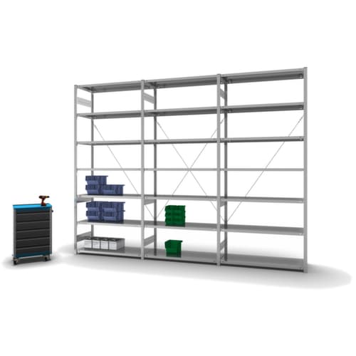 hofe System-Steckregal in Standard Bauart, Höhe x Breite x Tiefe 3000 x 1360 x 535 mm, 7 Böden