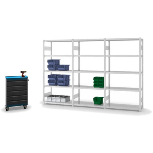 hofe Traversenregal in mittelschwerer Bauart, Höhe x Breite x Tiefe 2000 x 1010 x 435 mm, 5 Böden