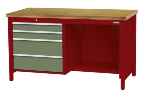 Bedrunka + Hirth Werkbank, 4 Schubladen, 1/2 Ablageboden