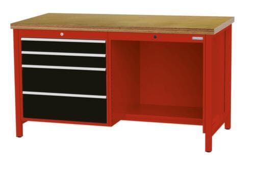 Bedrunka + Hirth Werkbank, 4 Schubladen, 1/2 Ablageboden