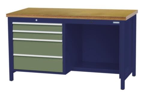 Bedrunka + Hirth Werkbank, 4 Schubladen, 1/2 Ablageboden