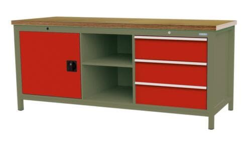 Bedrunka + Hirth Werkbank, 3 Schubladen, 1 Schrank, 2 Ablageböden