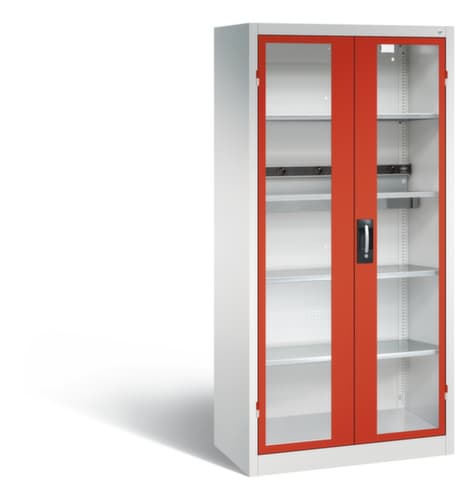 C+P Akkuladeschrank ERGO, RAL7035 Lichtgrau/RAL3000 Feuerrot