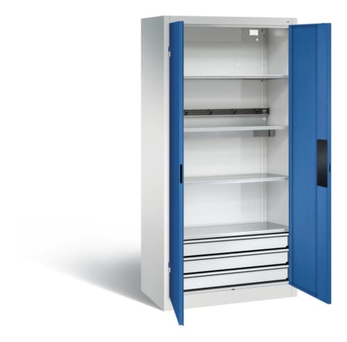 C+P Akkuladeschrank ERGO, RAL7035 Lichtgrau/RAL5010 Enzianblau
