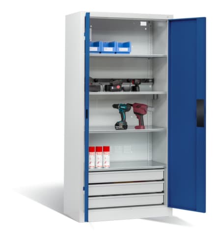 C+P Akkuladeschrank ERGO, RAL7035 Lichtgrau/RAL5010 Enzianblau