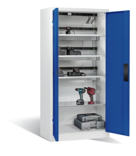 C+P Akkuladeschrank ERGO, RAL7035 Lichtgrau/RAL5010 Enzianblau
