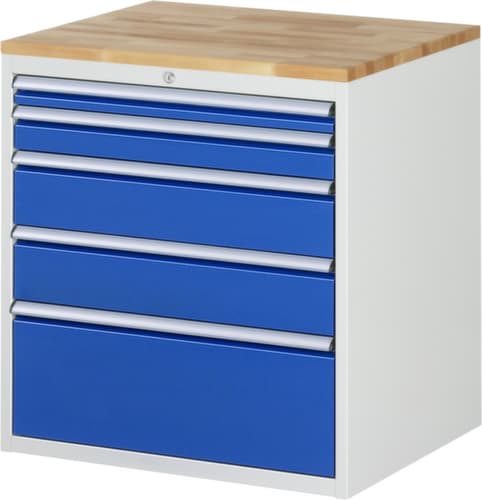RAU Schubladenschrank Serie 7000, 5 Schublade(n), RAL7035 Lichtgrau/RAL5010 Enzianblau