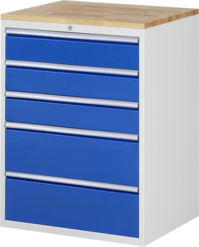 RAU Schubladenschrank Serie 7000, 5 Schublade(n), RAL7035 Lichtgrau/RAL5010 Enzianblau
