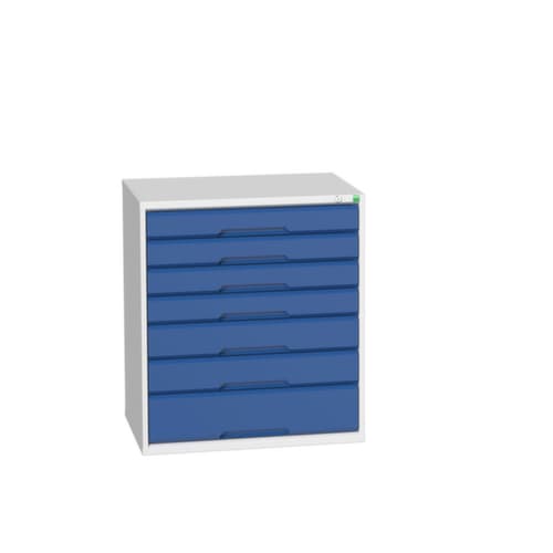 bott Schubladenschrank verso, 7 Schublade(n), RAL7035 Lichtgrau/RAL5010 Enzianblau