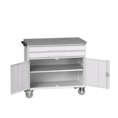 bott Werkzeugwagen verso, 2 Schubladen, 1 Schrank, RAL7035 Lichtgrau/RAL7035 Lichtgrau