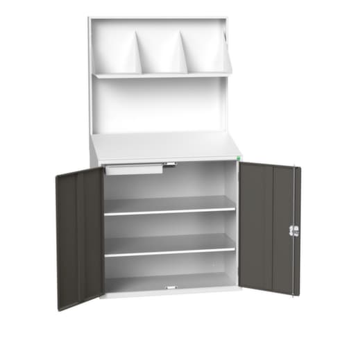 bott Pultschrank verso mit Rückwand, RAL7035 Lichtgrau/RAL7016 Anthrazitgrau