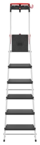 Hailo Einseitige Stufenleiter TopLine L100 mit ausziehbarem Sicherheitsbügel, 6 extra tiefe Riffelblechstufen