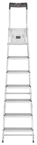 Hailo Einseitige Stufenstehleiter StandardLine L60 mit Ablageschale, 7 Riffelblechstufe(n)