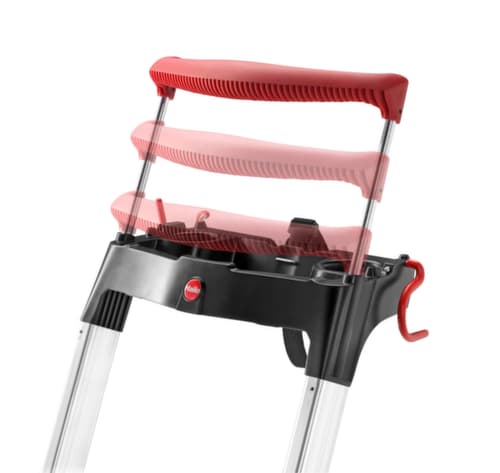 Hailo Einseitige Stufenleiter TopLine L100 mit ausziehbarem Sicherheitsbügel, 3 extra tiefe Riffelblechstufen