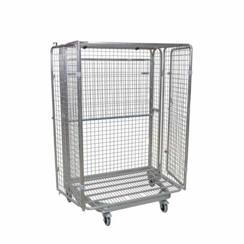 Nestbarer Sicherheitsrollbehälter nestainer® mit Doppelflügeltür, Traglast 500 kg, Länge x Breite 800 x 1200 mm
