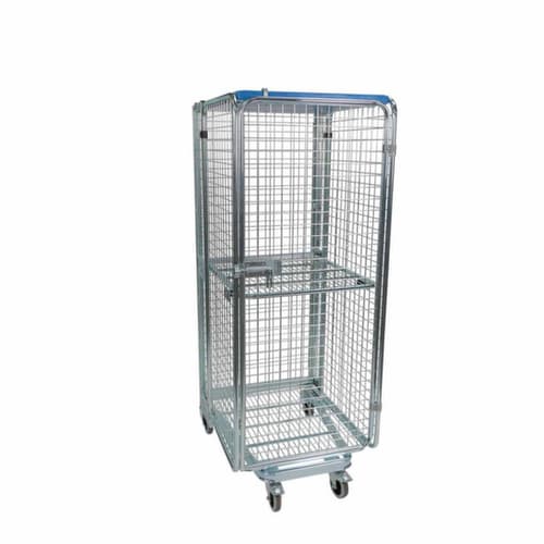 Nestbarer Sicherheitsrollbehälter nestainer® mit Kunststoffdach, Traglast 500 kg, Länge x Breite 820 x 725 mm
