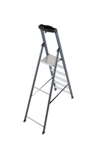 Krause Eloxierte Stufenstehleiter MONTO® SePro S®, 6 rutschhemmend profilierte Stufen