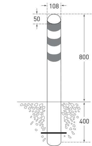 Moravia Schutzpoller CITY für Ladesäule, Höhe 1200 mm, Zum Einbetonieren