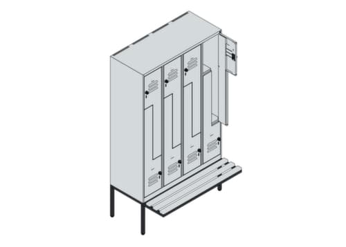 C+P Z-Spind Classic Plus mit untergebauter Sitzbank, Abteilbreite 300 mm