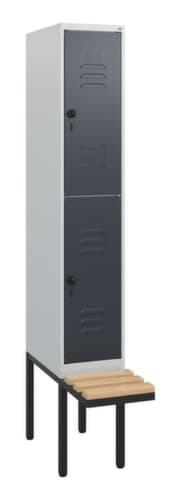 C+P Doppelstöckiger Spind Classic Plus mit Sitzbank, Abteilbreite 300 mm