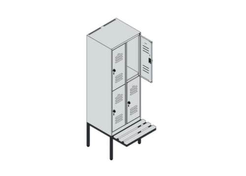 C+P Doppelstöckiger Spind Classic Plus mit Sitzbank, Abteilbreite 300 mm