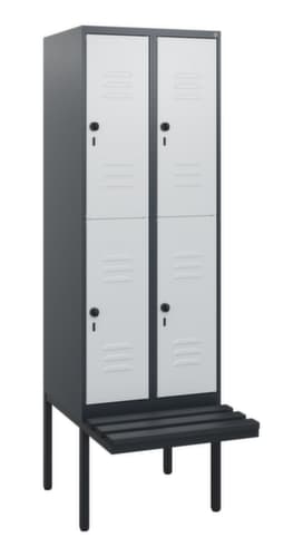 C+P Doppelstöckiger Spind Classic Plus mit Sitzbank, Abteilbreite 300 mm