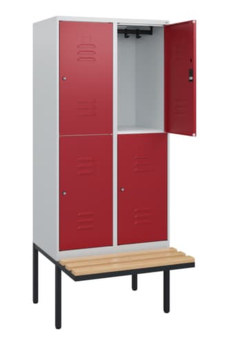 C+P Doppelstöckiger Spind Classic Plus mit Sitzbank, Abteilbreite 400 mm