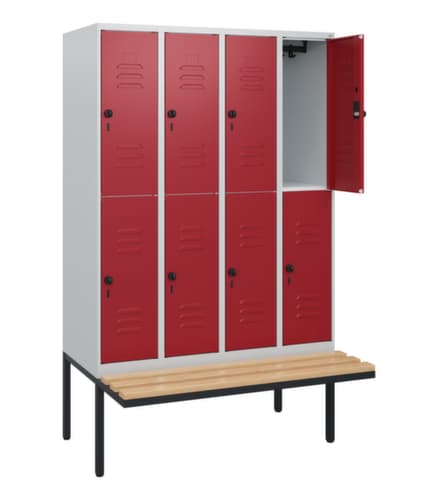 C+P Doppelstöckiger Spind Classic Plus mit Sitzbank, Abteilbreite 300 mm