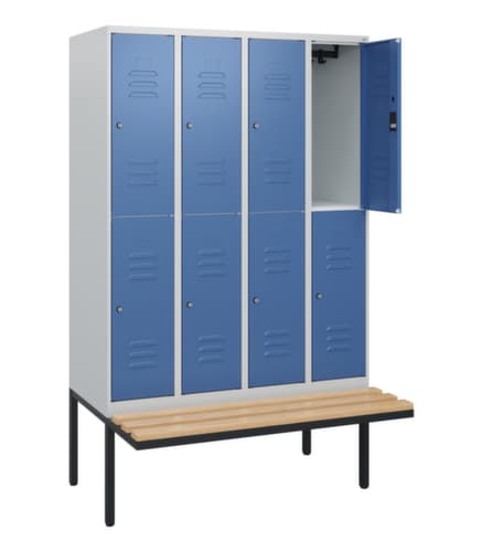 C+P Doppelstöckiger Spind Classic Plus mit Sitzbank, Abteilbreite 300 mm