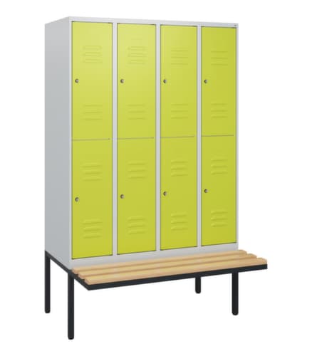 C+P Doppelstöckiger Spind Classic Plus mit Sitzbank, Abteilbreite 300 mm