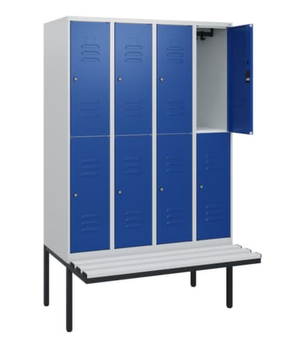 C+P Doppelstöckiger Spind Classic Plus mit Sitzbank, Abteilbreite 300 mm