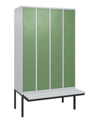 C+P Doppelstöckiger Spind Classic Plus mit Sitzbank, Abteilbreite 300 mm