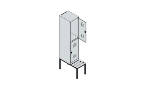 C+P Doppelstöckiger Spind Classic Plus mit Sitzbank, Abteilbreite 400 mm