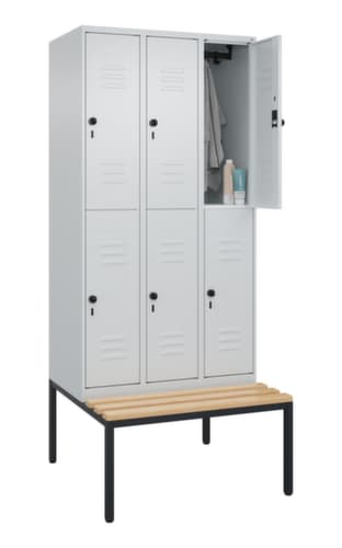C+P Doppelstöckiger Spind Classic Plus mit Sitzbank, Abteilbreite 300 mm