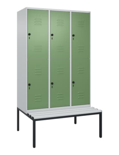 C+P Doppelstöckiger Spind Classic Plus mit Sitzbank, Abteilbreite 400 mm
