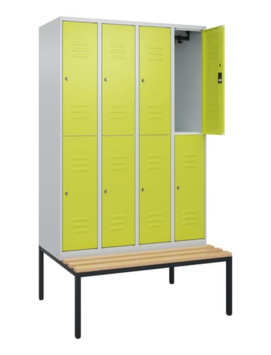 C+P Doppelstöckiger Spind Classic Plus mit Sitzbank, Abteilbreite 300 mm