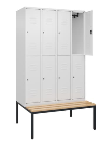 C+P Doppelstöckiger Spind Classic Plus mit Sitzbank, Abteilbreite 300 mm