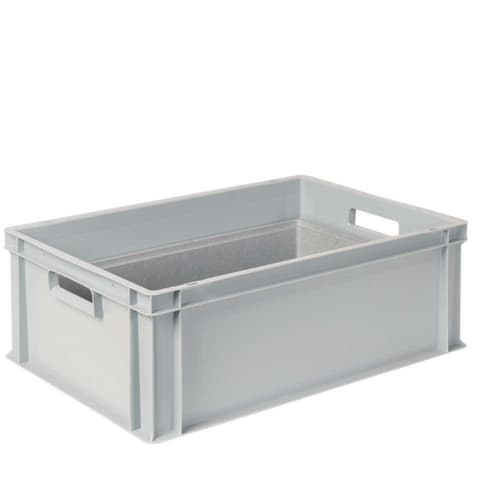 Euronorm-Stapelbehälter mit Isolierbox, grau, Inhalt 44,5 l, Auflagedeckel für Isolierbox