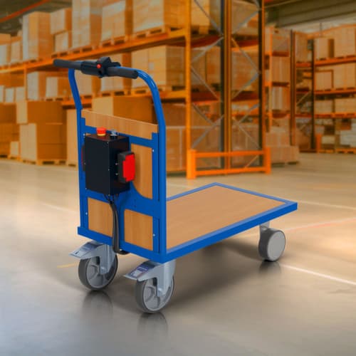 BS-ROLLEN Elektrischer Stirnwandwagen BS-eTec, Traglast 500 kg, Ladefläche 1200 x 800 mm