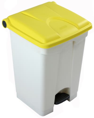 Tretabfallbehälter, 45 l, weiß, Deckel gelb